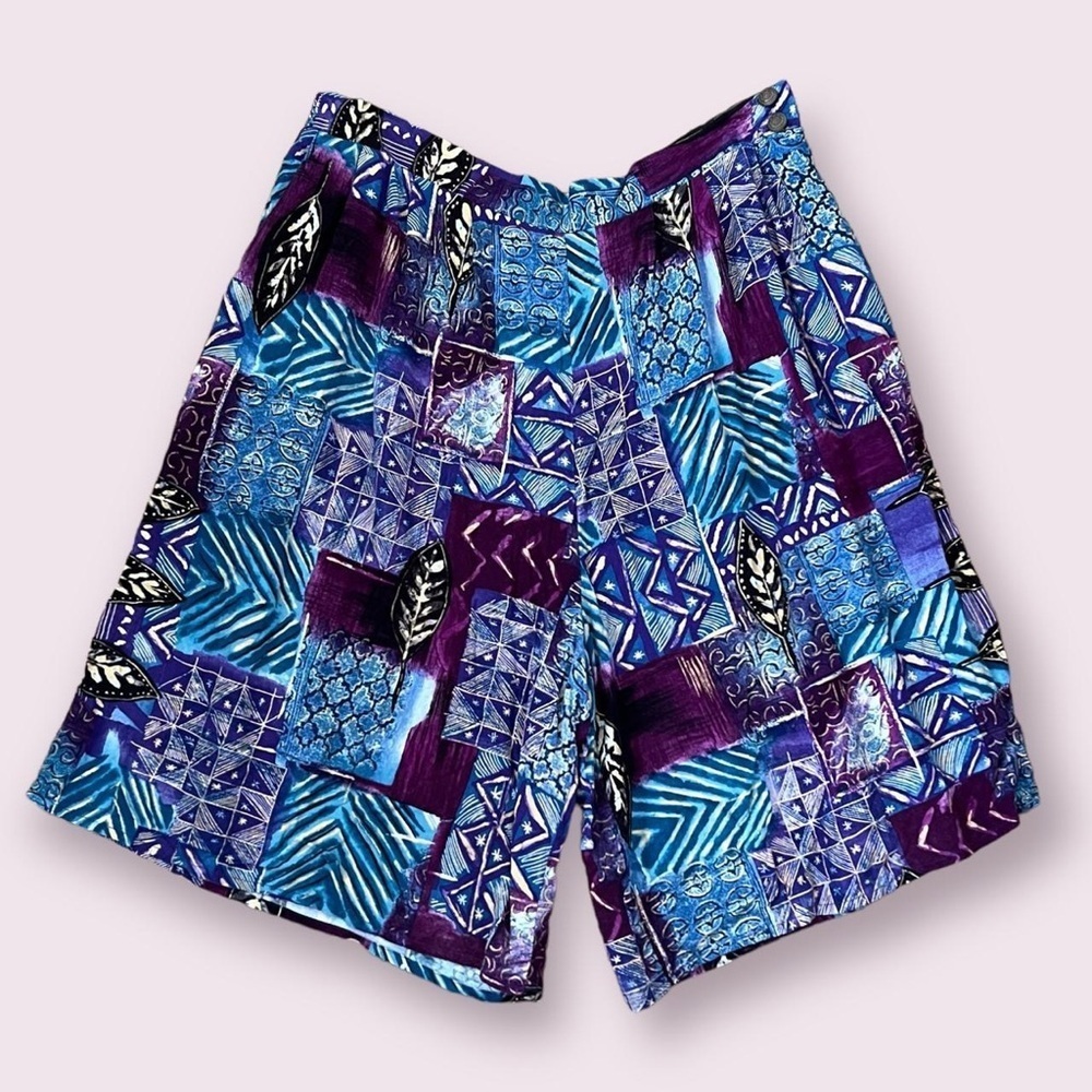 Vintage patchwork print flowy shorts